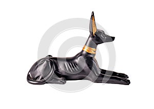 Egyptian Anubis Statue isolated on white background .