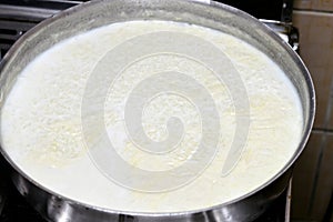 Egyptian baked rice or Roz muammar's combination of rice, fresh cream, milk, ghee or butter, a very popular Egyptian dish, a