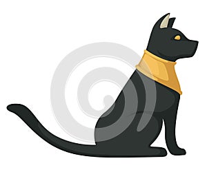 Egyptian black cat ancient religious symbol isolated animal