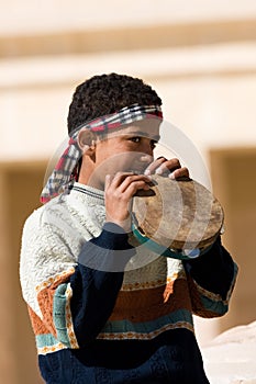 Egyptian boy near Abu Simbel Temple, Egypt