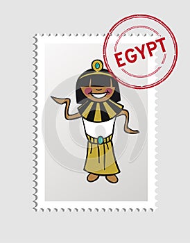 Egyptian cartoon person postal stamp