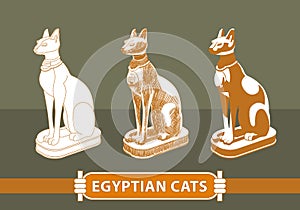 Egyptian cat statue painted in different techniques