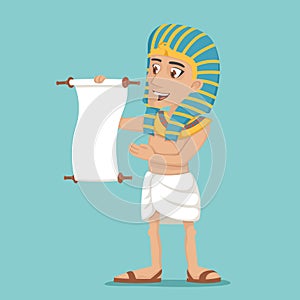 Egyptian character read scroll icon cartoon design vector illustration