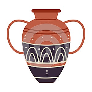 Egyptian Clay Vase with Old Ornament Vector Illustration