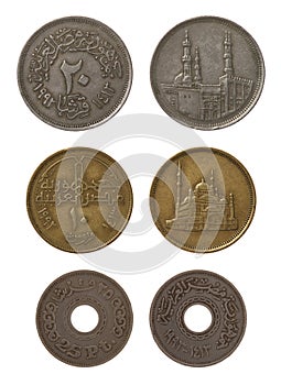 Egyptian Coins Isolated on White