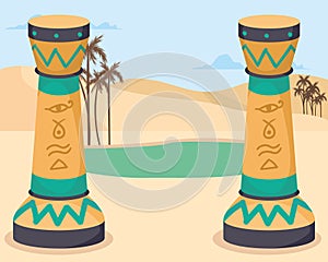 egyptian columns in desert