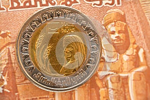 Egyptian countryside development, decent life from the obverse side of 1 LE EGP coin one Egyptian pound money