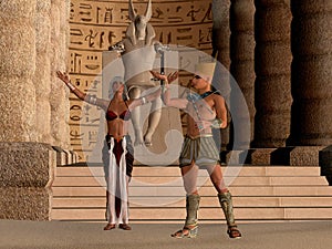 Egyptian Couple in Temple