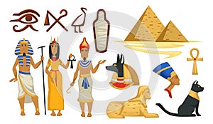 Egyptian culture, pyramids and pharaoh vector