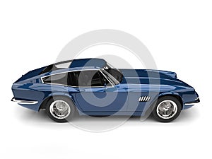 Egyptian dark blue vintage fast car - side view