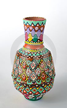 Egyptian decorated colorful painted pottery vase arabic: Kolla