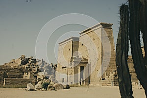 Egyptian desert and the Karnak\'s temple photo