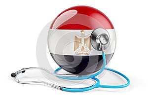 Egyptian flag with stethoscope. Health care in Egypt concept, 3D rendering
