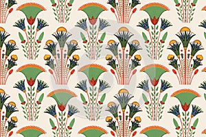 Egyptian floral seamless pattern vector background