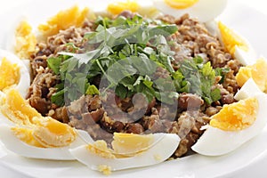 Egyptian foul with boiled eggs