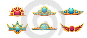 Egyptian game ui icon of border or divider.