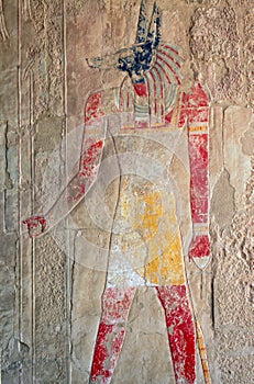 Egyptian God Anubis, an ancient fresco