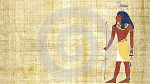 The Egyptian God of Earth Geb on a Papyrus Background