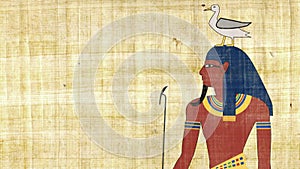 Egyptian God of Earth Geb on a Papyrus Background