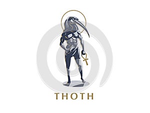The Egyptian God Thoth. Vector illustration.