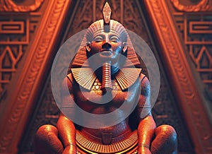 Egyptian god of wealth in the temple, closeup of photo