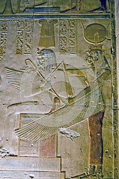 Egyptian Goddess Mut with Pharoah Seti photo