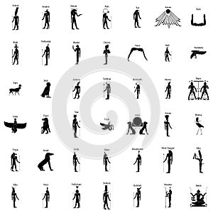 Egyptian gods silhouette set