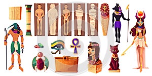 Egyptian gods Thoth and Hathor. Ancient attributes