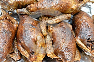 Egyptian Hamam Mahshi or stuffed squab, An Arabic cuisine, Egyptian traditional stuffed pigeon dish filled with rice and Freekeh