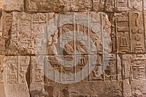 Egyptian hieroglyph`s character`s on stone