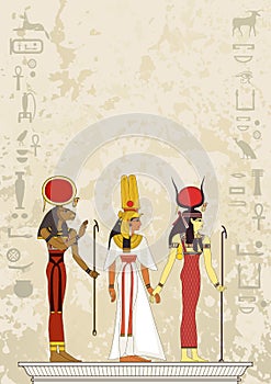 Egyptian hieroglyph and symbol.Ancient egypt banner. photo