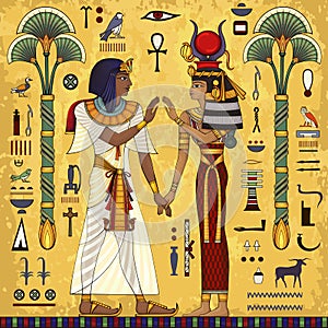 Egyptian hieroglyph and symbolAncient culture sing and symbol. photo