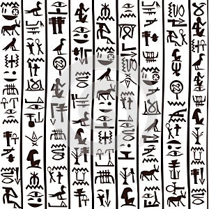 Egyptian hieroglyphics seamless background