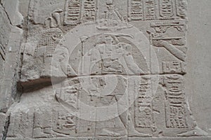 Egyptian Hieroglyphs on Wall Cleopatra Khnum