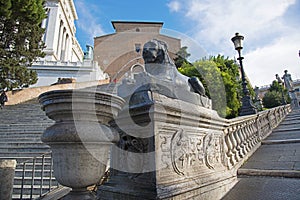 Egyptian lion at the foot of the Ara Coeli stairs - Rome photo