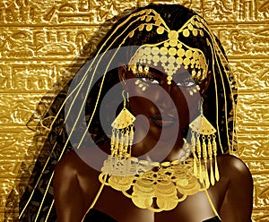 Egyptian Magic Woman Goddess in gold jewelry