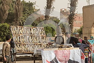 Egyptian Man Selling Fish at Local Market