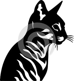 Egyptian Mau Cat Black Silhouette Generative Ai