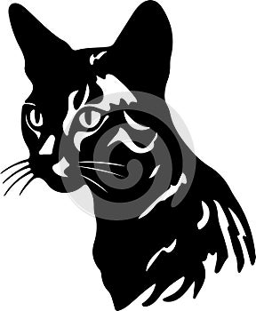Egyptian Mau Cat Black Silhouette Generative Ai