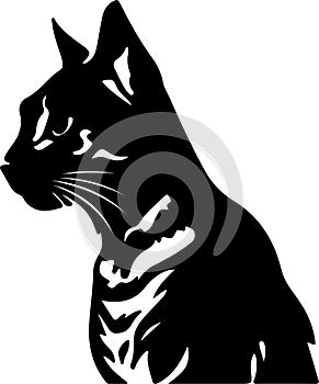 Egyptian Mau Cat Black Silhouette Generative Ai