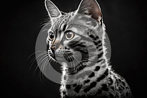 Egyptian Mau Cats Black Background. Generative AI