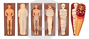 Egyptian mummy mummification process vector