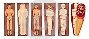 Egyptian mummy mummification process vector photo