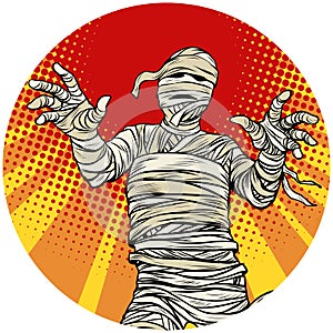 Egyptian mummy walking pop art avatar character icon