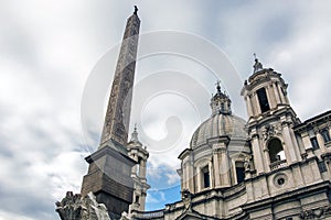 Egyptian obelisk and Sant Agnese Church in Rome