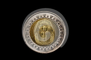 Egyptian One Pound Coin Isolated On A Black Background
