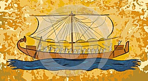 Egyptian papyrus boat fresco