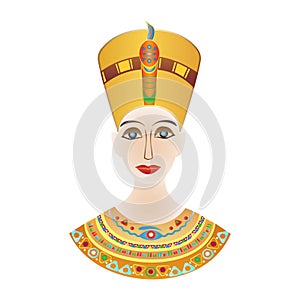 Egyptian pharaoh Cleopatra or Nefertiti in colored patterns