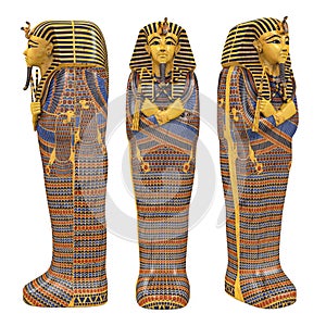 Egyptian Pharaoh Mummy Coffin Isolated