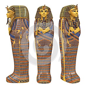 Egyptian Pharaoh Mummy Coffin Isolated photo